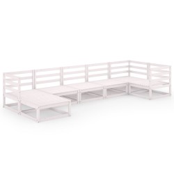 vidaXL Set de salón de jardín de 7 piezas blanco madera maciza de pino
