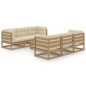 vidaXL Muebles de jardín 7 piezas con cojines de madera de pino maciza vidaXL Muebles de jardín 7 piezas con cojines de madera de pino maciza