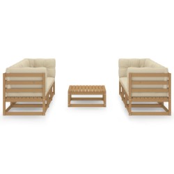vidaXL Muebles de jardín 7 piezas con cojines de madera de pino maciza