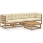 vidaXL Juego de muebles de jardín 5 pzas y cojines madera pino maciza vidaXL Juego de muebles de jardín 5 pzas y cojines madera pino maciza