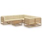 vidaXL Set de muebles de jardín 9 pzs cojines madera pino marrón miel vidaXL Set de muebles de jardín 9 pzs cojines madera pino marrón miel