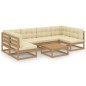 vidaXL Set de muebles de jardín 7 pzs cojines madera pino marrón miel vidaXL Set de muebles de jardín 7 pzs cojines madera pino marrón miel