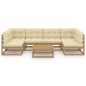 vidaXL Set de muebles de jardín 7 pzs cojines madera pino marrón miel vidaXL Set de muebles de jardín 7 pzs cojines madera pino marrón miel