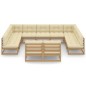 vidaXL Set de muebles de jardín 11 pzs cojines madera pino marrón miel vidaXL Set de muebles de jardín 11 pzs cojines madera pino marrón miel
