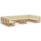 vidaXL Set de muebles de jardín 11 pzs cojines madera pino marrón miel vidaXL Set de muebles de jardín 11 pzs cojines madera pino marrón miel