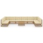 vidaXL Set de muebles de jardín 11 pzs cojines madera pino marrón miel vidaXL Set de muebles de jardín 11 pzs cojines madera pino marrón miel