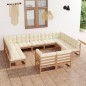 vidaXL Set de muebles de jardín 11 pzs cojines madera pino marrón miel