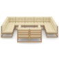 vidaXL Set de muebles de jardín 11 pzs cojines madera pino marrón miel