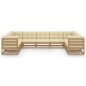 vidaXL Set de muebles de jardín 9 pzs cojines madera pino marrón miel vidaXL Set de muebles de jardín 9 pzs cojines madera pino marrón miel