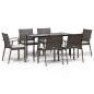 vidaXL Juego comedor jardín 7 piezas y cojines ratán sintético y acero vidaXL Juego comedor jardín 7 piezas y cojines ratán sintético y acero