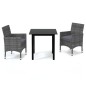vidaXL Juego muebles jardín 3 pzas con cojines ratán sintético gris vidaXL Juego muebles jardín 3 pzas con cojines ratán sintético gris