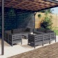 vidaXL Muebles de jardín 13 pzas con cojines antracita madera de pino