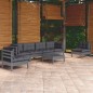 vidaXL Juego de muebles de jardín 7 pzas y cojines madera maciza pino vidaXL Juego de muebles de jardín 7 pzas y cojines madera maciza pino