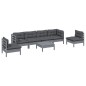 vidaXL Juego de muebles de jardín 7 pzas y cojines madera maciza pino vidaXL Juego de muebles de jardín 7 pzas y cojines madera maciza pino
