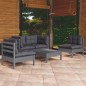 vidaXL Juego de muebles de jardín 5 pzas y cojines madera maciza pino