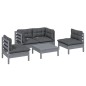 vidaXL Juego de muebles de jardín 5 pzas y cojines madera maciza pino