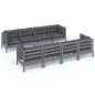 vidaXL Juego de muebles de jardín 9 pzas y cojines madera maciza pino vidaXL Juego de muebles de jardín 9 pzas y cojines madera maciza pino