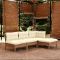 vidaXL Muebles de jardín 4 pzas y cojines madera de pino marrón miel vidaXL Muebles de jardín 4 pzas y cojines madera de pino marrón miel