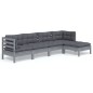 vidaXL Juego de muebles de jardín 5 pzas y cojines madera pino gris vidaXL Juego de muebles de jardín 5 pzas y cojines madera pino gris