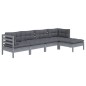 vidaXL Juego de muebles de jardín 5 pzas y cojines madera pino gris vidaXL Juego de muebles de jardín 5 pzas y cojines madera pino gris