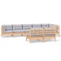 vidaXL Juego de muebles de jardín 8 pzas y cojines madera maciza pino vidaXL Juego de muebles de jardín 8 pzas y cojines madera maciza pino