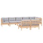 vidaXL Juego de muebles de jardín 8 pzas y cojines madera maciza pino vidaXL Juego de muebles de jardín 8 pzas y cojines madera maciza pino