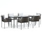 vidaXL Juego comedor jardín 7 piezas y cojines ratán sintético y acero vidaXL Juego comedor jardín 7 piezas y cojines ratán sintético y acero