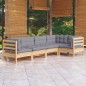 vidaXL Juego de muebles de jardín 5 pzas y cojines madera de pino