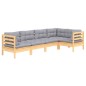 vidaXL Juego de muebles de jardín 5 pzas y cojines madera de pino