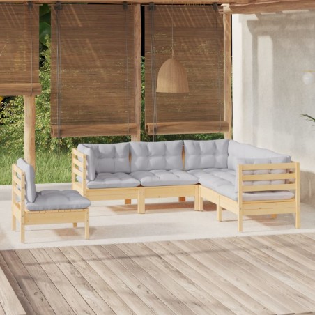 vidaXL Juego de muebles de jardín 5 pzas y cojines madera de pino