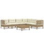 vidaXL Muebles de jardín 7 pzas y cojines madera de pino marrón miel vidaXL Muebles de jardín 7 pzas y cojines madera de pino marrón miel