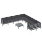 vidaXL Muebles de jardín 11 pzas y cojines gris madera de pino vidaXL Muebles de jardín 11 pzas y cojines gris madera de pino