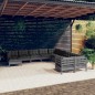 vidaXL Muebles de jardín 11 pzas y cojines gris madera de pino
