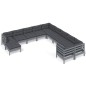 vidaXL Muebles de jardín 11 pzas y cojines gris madera de pino