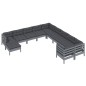 vidaXL Muebles de jardín 11 pzas y cojines gris madera de pino