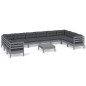 vidaXL Muebles de jardín 11 pzas y cojines madera de pino gris vidaXL Muebles de jardín 11 pzas y cojines madera de pino gris