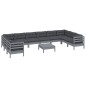 vidaXL Muebles de jardín 11 pzas y cojines madera de pino gris vidaXL Muebles de jardín 11 pzas y cojines madera de pino gris