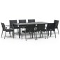 vidaXL Juego comedor jardín 9 piezas y cojines ratán sintético y acero vidaXL Juego comedor jardín 9 piezas y cojines ratán sintético y acero