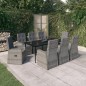 vidaXL Juego de comedor de jardín 9 pzas con cojines gris vidaXL Juego de comedor de jardín 9 pzas con cojines gris