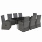 vidaXL Juego de comedor de jardín 9 pzas con cojines gris vidaXL Juego de comedor de jardín 9 pzas con cojines gris
