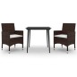 vidaXL Set comedor de jardín 3 pzas y cojines ratán sintético y vidrio vidaXL Set comedor de jardín 3 pzas y cojines ratán sintético y vidrio