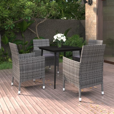 vidaXL Set comedor de jardín 5 pzas y cojines ratán sintético y vidrio