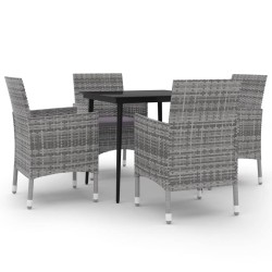 vidaXL Set comedor de jardín 5 pzas y cojines ratán sintético y vidrio
