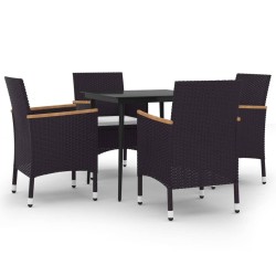 vidaXL Set comedor de jardín 5 pzas y cojines ratán sintético y vidrio