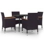 vidaXL Set comedor de jardín 5 pzas y cojines ratán sintético y vidrio