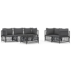 vidaXL Juego muebles de jardín 6 pzas y cojines acero gris antracita
