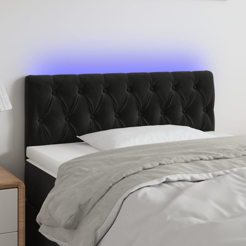 vidaXL Cabecero con LED de terciopelo negro 100x7x78/88 cm vidaXL Cabecero con LED de terciopelo negro 100x7x78/88 cm