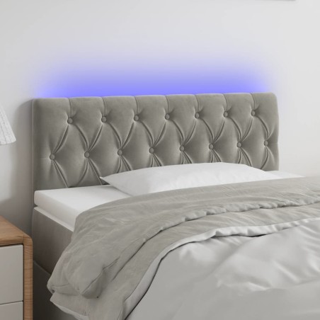 vidaXL Cabecero con LED de terciopelo gris claro 100x7x78/88 cm