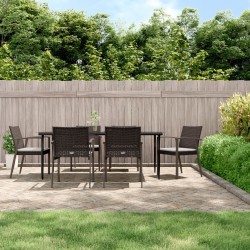 vidaXL Juego comedor jardín 7 piezas y cojines ratán sintético y acero