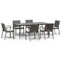 vidaXL Juego comedor jardín 7 piezas y cojines ratán sintético y acero vidaXL Juego comedor jardín 7 piezas y cojines ratán sintético y acero